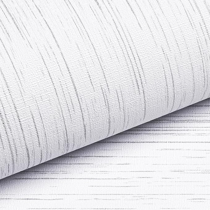 Livelynine 15.8x394 Textured Wallpaper Stick and Peel White Embossed Wallpaper