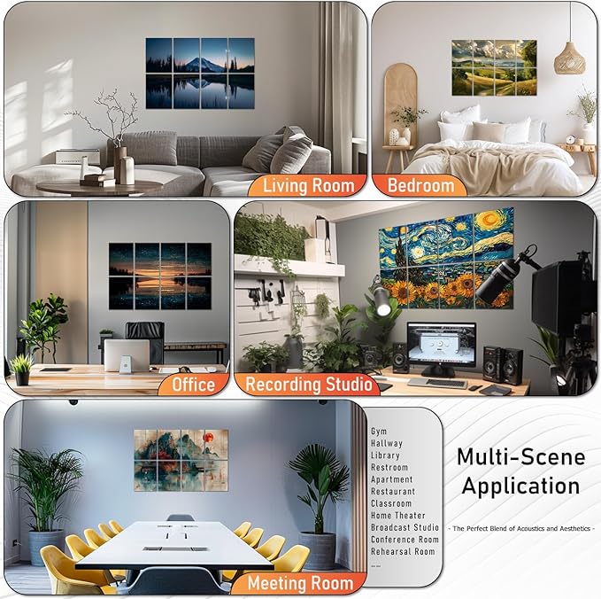 Art Acoustic Panels Tiles Decorative Room Sound Proof Foam Absorbing Panels