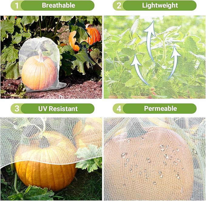 Mesh Fruit Tree Bags, 20 Pack 27 x 19 inch Plants Protection Netting Bags with Drawstring, Insect Bird Bug Barrier Net Cover for Garden Flower Bananas Vegetables Fruits Tree Shrub