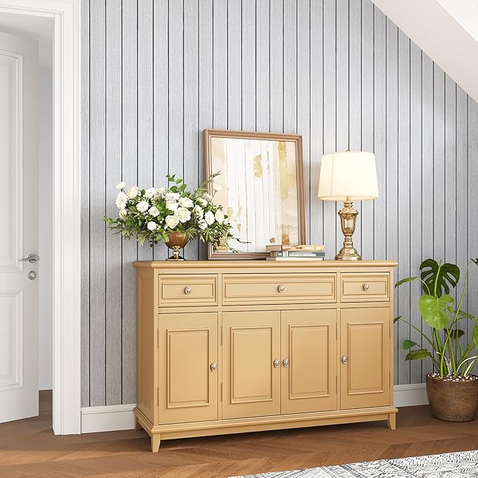 VEELIKE Light Grey Wood Wall Panels Peel and Stick Wood Slat Wall Panel