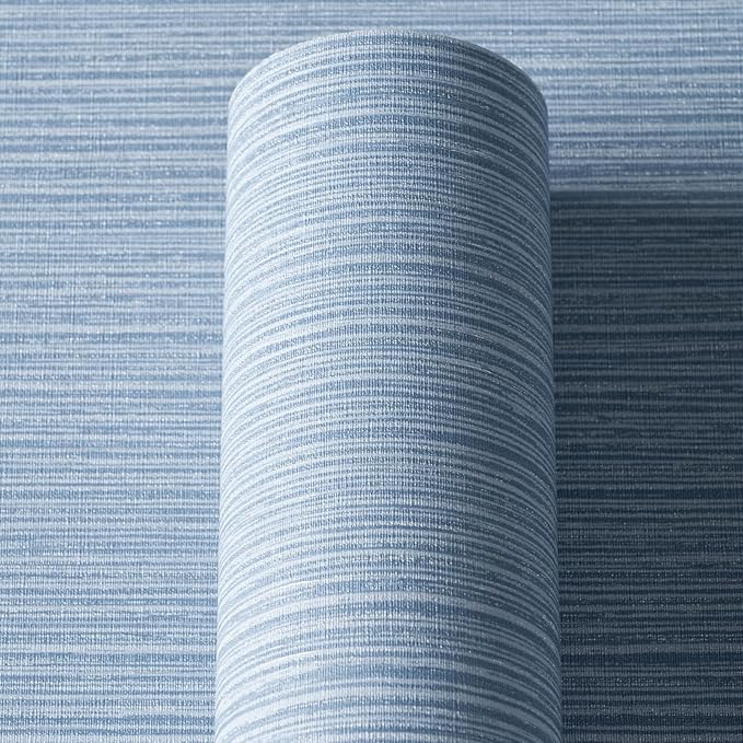 Grasscloth Textured Wallpaper Blue Peel and Stick 24inX393in Fabric Wall Paper