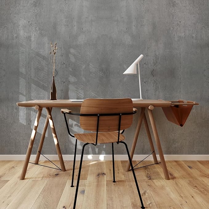 Gray Concrete Wallpaper 15.7in x 360in, Dark Gray Cement Contact Paper 3D Matte