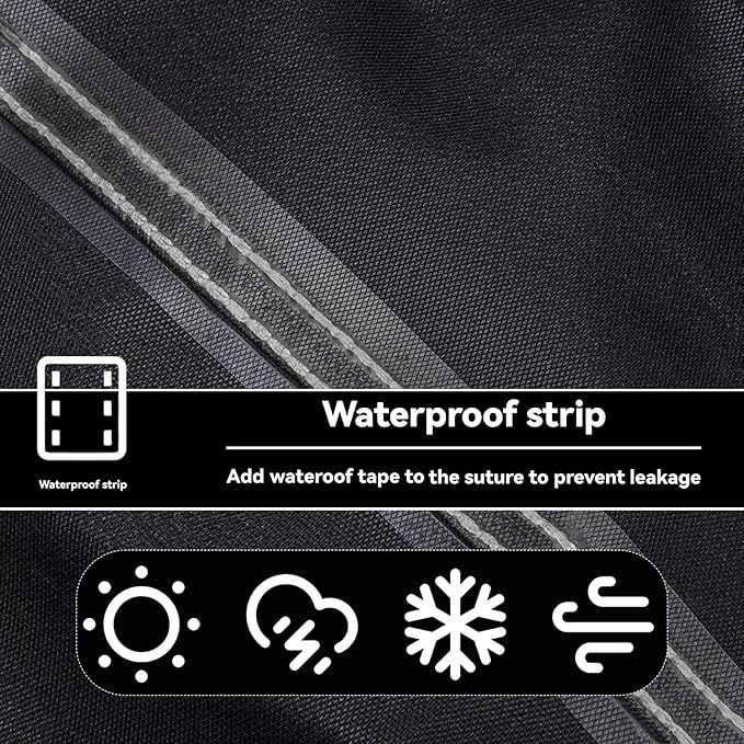 Outdoor Dining Table Cover - Heavy Duty Waterproof Cover for Patio Metal Steel Slat Table, Compatible 64" x 38" Black