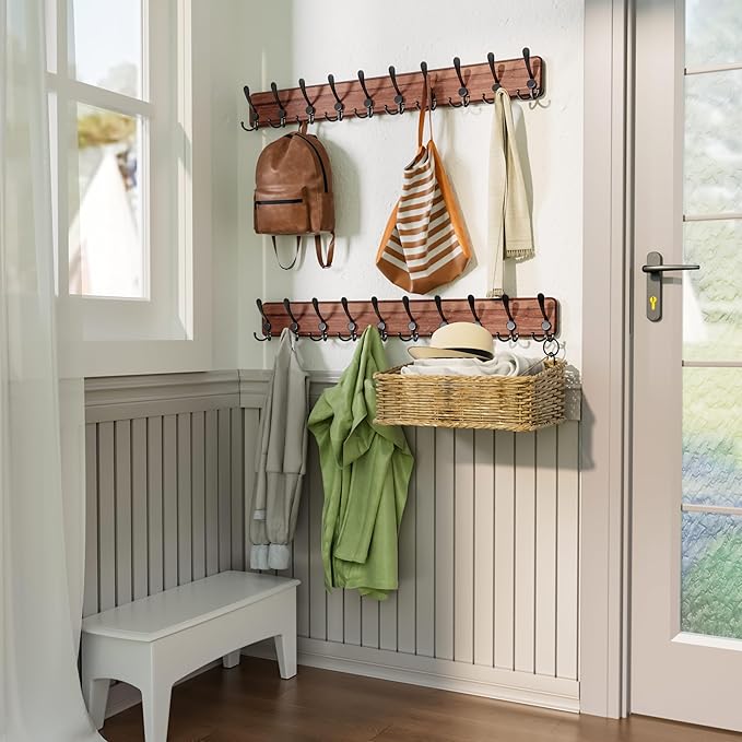 SKOLOO Rustic Large Wall Mounted Coat Rack-38.6'' Long Coat Rack