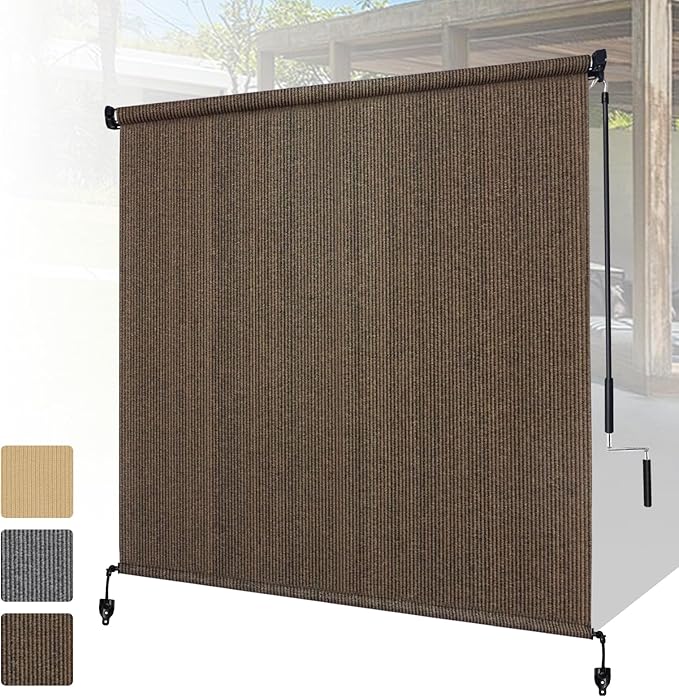 Shade&Beyond Custom Size Outdoor Roller Shades Cordless Patio Roll Up Blinds