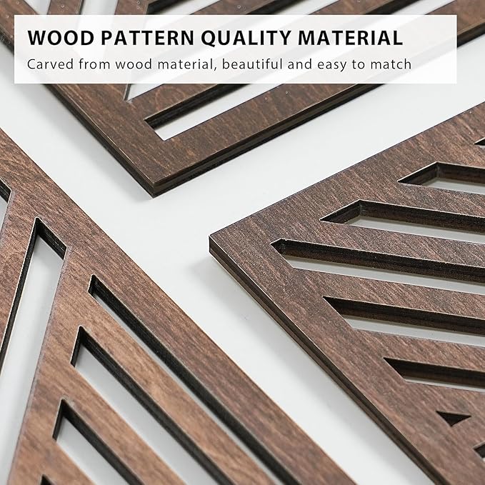 VIYYIEA Boho Solid Wood Carved Wall Art Set of 3, Geometric Minimalist Wooden