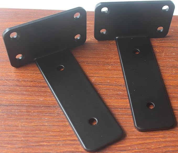 16 Pack - 5 inch Black Hidden L Shelf Bracket Iron Floating Shelf Brackets