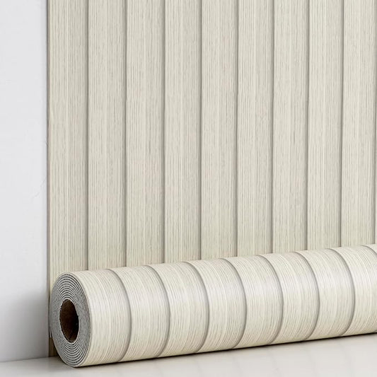 Haimin Wood Grain Slat Wall Panels Peel and Stick Faux Wood Thick Wallpaper