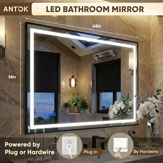 Antok 48X36 LED Bathroom Mirror