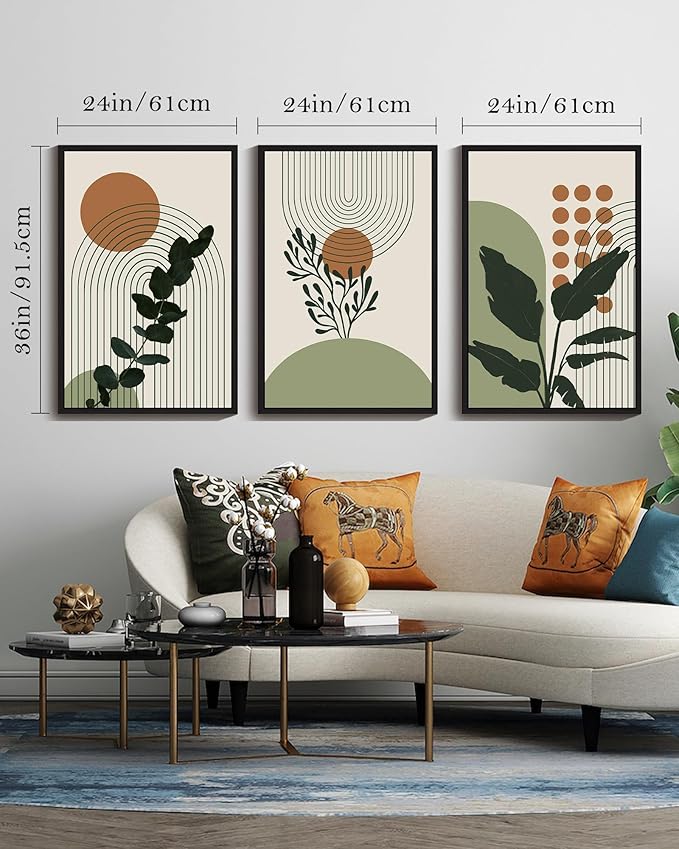 PHOPAGO Boho Plant Wall Art Green Botanical Bohemain Framed Wall Printing