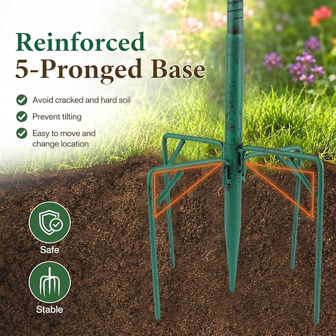 HUFAND Triple Bowl Bird Bath for Outside, 3-in-1 Bird Bath & Feeder with 4-Claw Ground Stake, 51in Height, 11.8in Large Top Bowl, Outdoor Birdbath for Garden Patio Yard Decor, Copper-Green