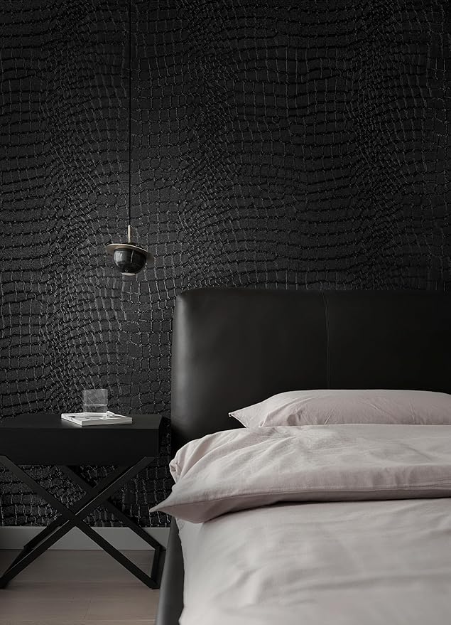Peel and Stick Wallpaper Black Crocodile Wall Paper Modern Textured