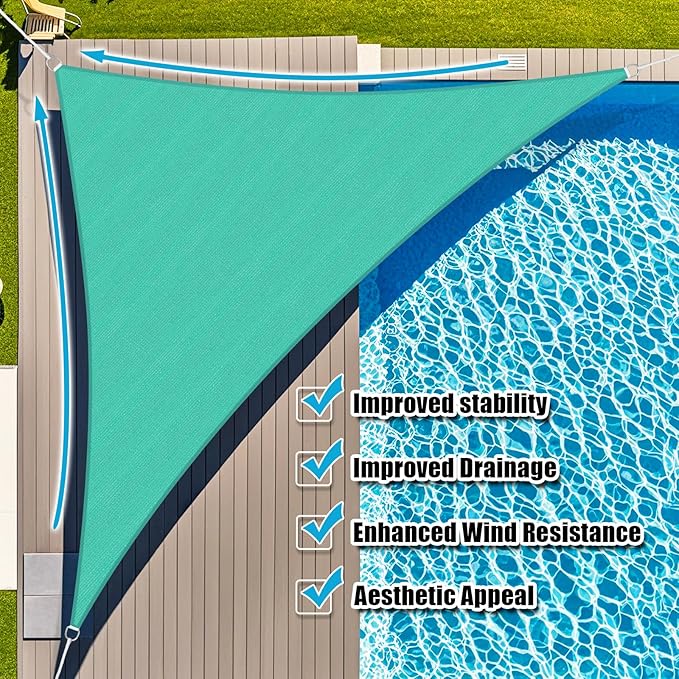 Amagenix Sun Shade Sail 7'X7'X10' Curved Edge Outdoor Shade Canopy Turquoise Breathable 95% UV Block Shade Cloth for Patio Garden Backyard (We Make Custom Size)