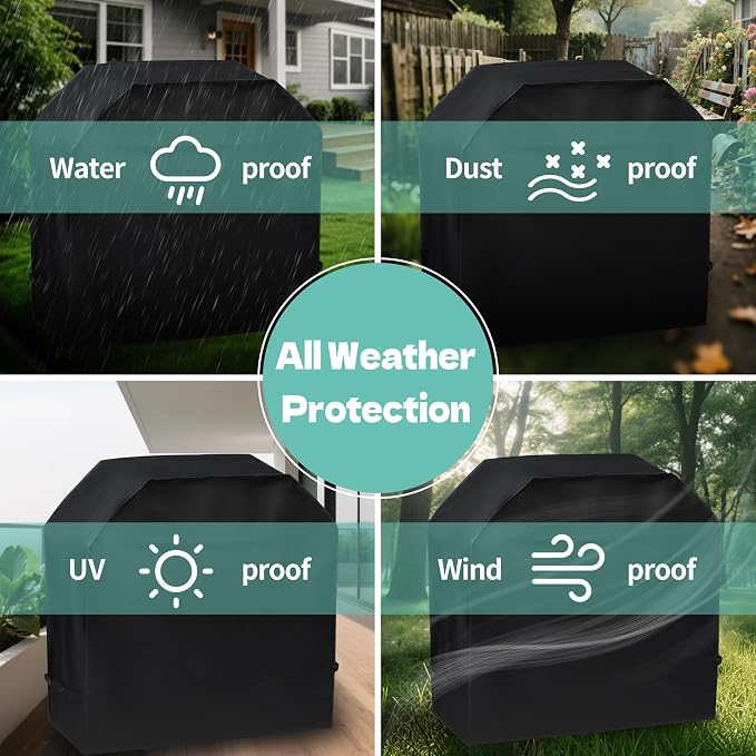 Gas Grill BBQ Covers for Outside Waterproof Weather - 600D Flat Top Grill Cover for Outdoor Grill with Adjustable Straps UV for Family and Friends Outing, 40 Inch