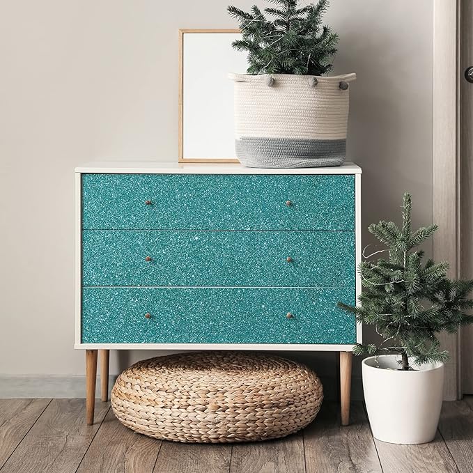 CRE8TIVE Teal Blue Glitter Wallpaper Border Peel and Stick Wall Border Sparkle
