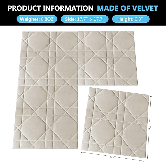 Velvet 3D wall Panels for Interior wall Decor Peel and Stick, Soundproof