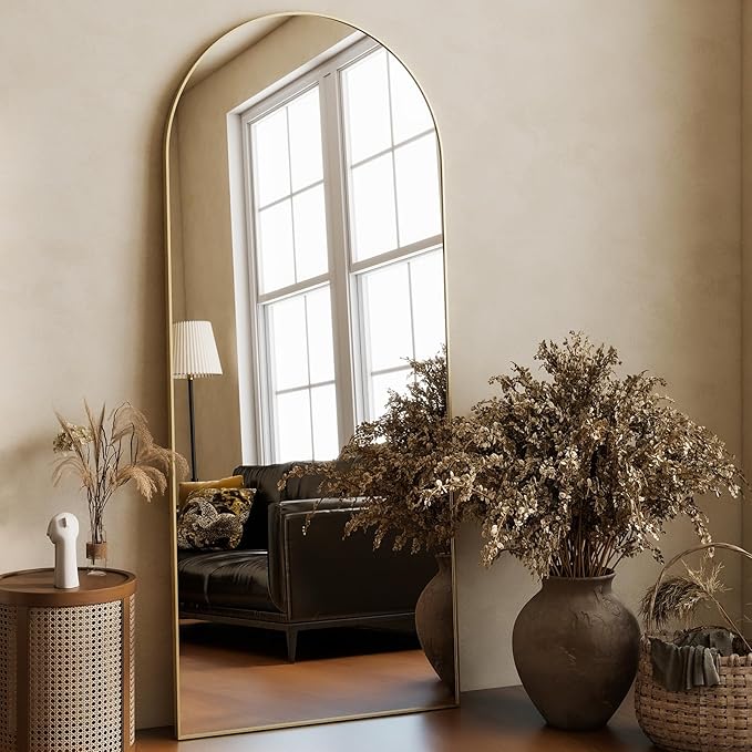HARRITPURE 64"x21" Arched Full Length Mirror Free Standing Leaning Hanging
