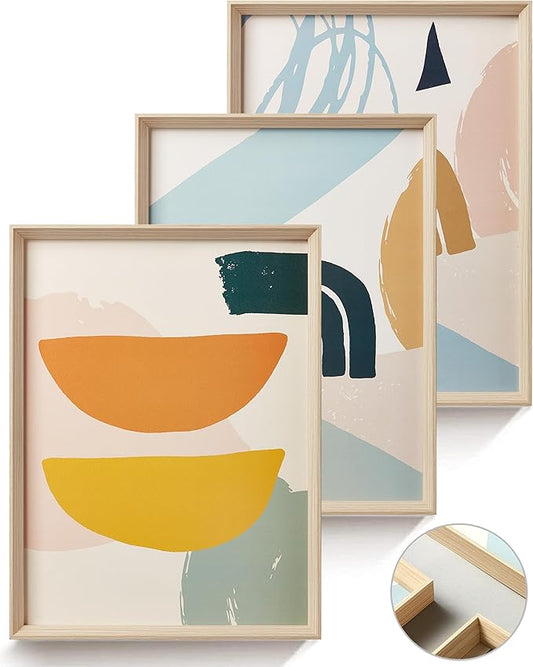 Framed Boho Wall Art for Bedroom, Abstract Canvas Wall Decor, 12x16IN