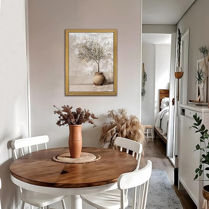Vintage Olive Tree Canvas Wall Art, Farmhouse Aesthetic Oil Painting, Rustic