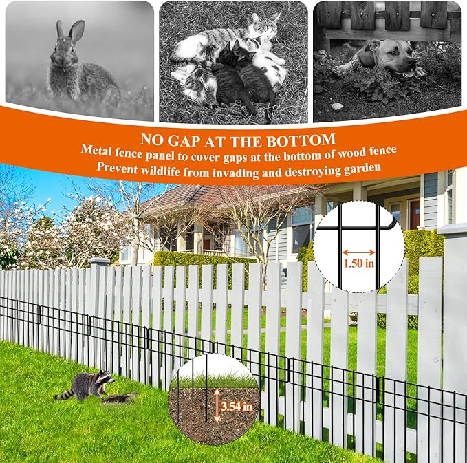 Garden Border Edging Fences, 12.32"*16.81" Decorative Fence Panel, Small Garden Fence Animal Barrier, No Dig Fences Barrier, Square 19 Pcs Black Metal Fencing, Dog Fencing Blocker for Yard, Flower Bed