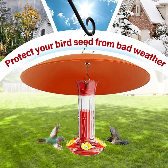 13" Hummingbird Feeder Shade Cover,Bird Feeder Dome Rain Cover,Smart Bird Feeders Umbrella,Squirrel Proof for Shepherd's Hook Outdoors(Terracotta), 3 Pack