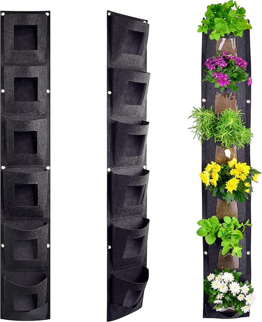 6 Pocket Vertical Grow Bag, Hanging Wall Garden Planter, Indoor Outdoor