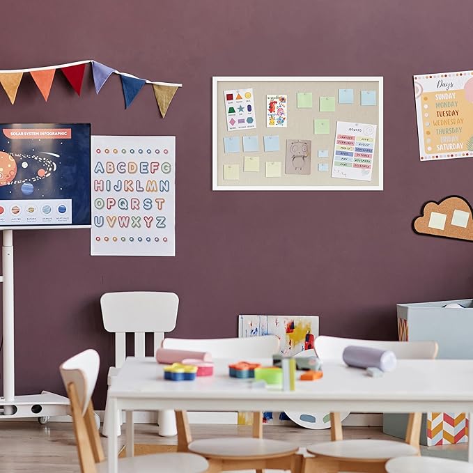DAHAPYBOO Cork Board with Linen White 2Pack, Bulletin Board 30"x20" Hanging