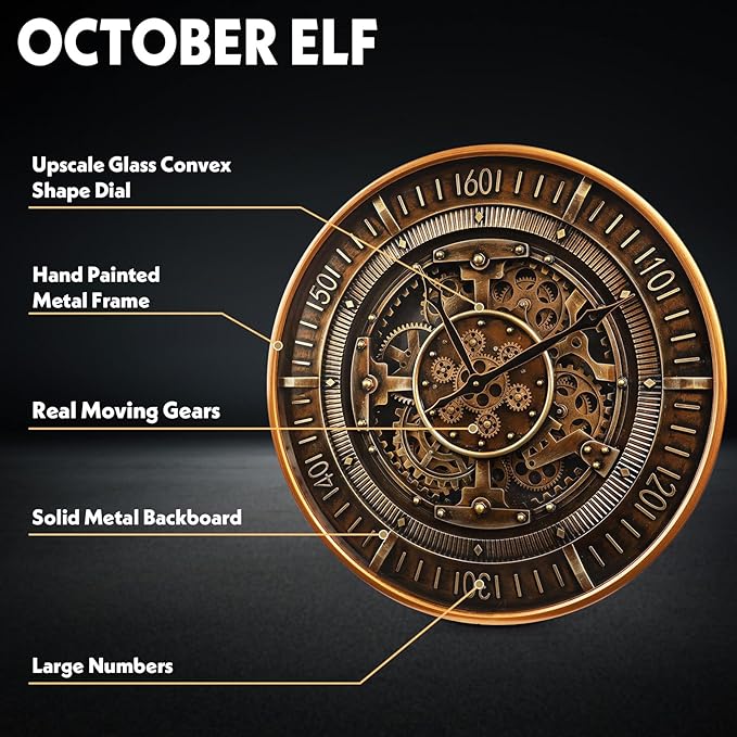 24 Inch Real Moving Gears Wall Clock