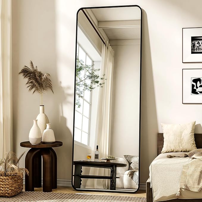 XRAMFY 56"x21" Floor Full Length Mirror Standing Full Body Rounded Corner