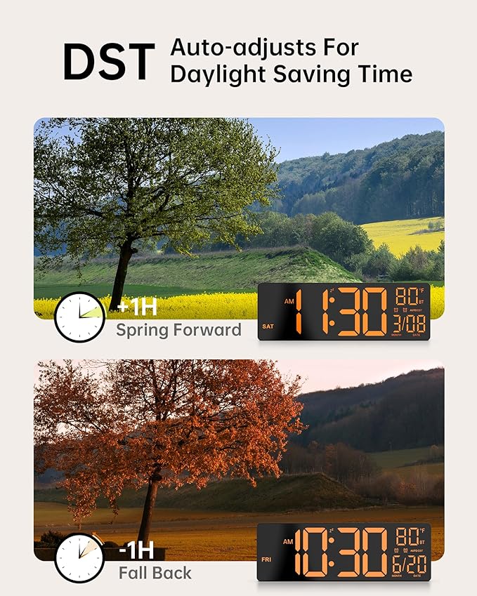EASYERA 12" Digital Wall Clock for Classroom Livingroom Game Home Decor