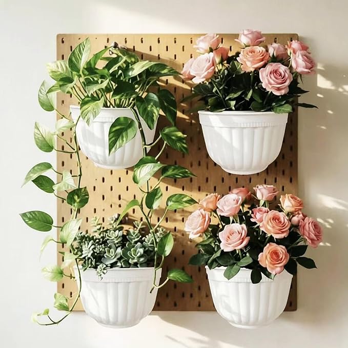 5 Pack Resin Wall Hanging Planter Pot Vertical Garden Living Wall Mount Window