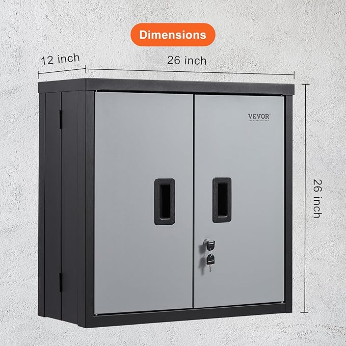 VEVOR Foldable Wall Cabinet, Metal Garage Locker Mounted 26" Small Tool Chest