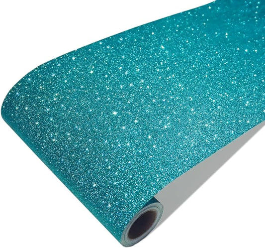 CRE8TIVE Teal Blue Glitter Wallpaper Border Peel and Stick Wall Border Sparkle
