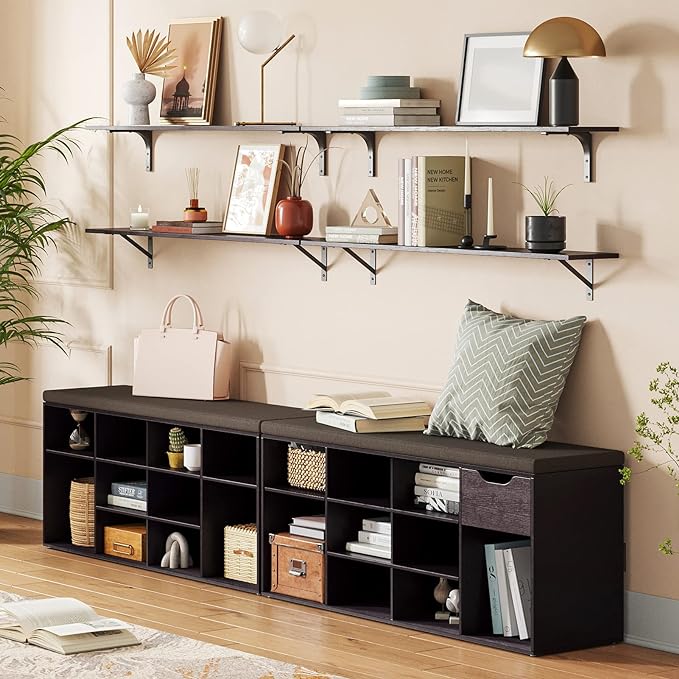 DINZI LVJ Long Wall Shelves, 47.3Inch Wall Mounted Shelves Set of 2, Extra