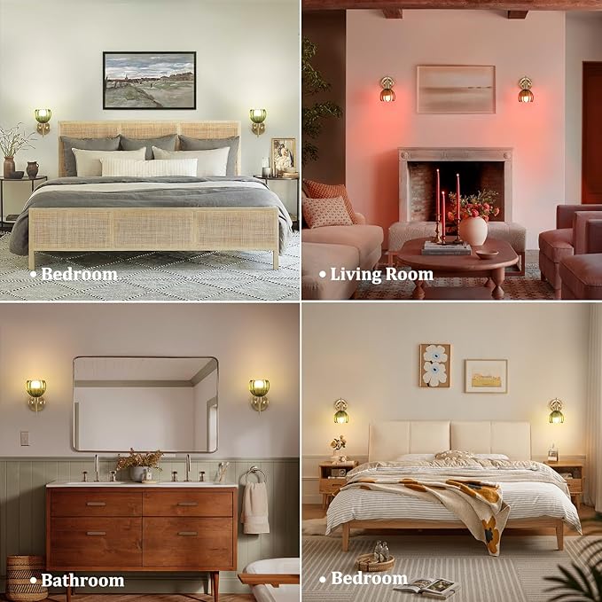 Shenmoyl Vintage Battery Operated Wall Sconce, 5000mAh Rechargeable Wall Light