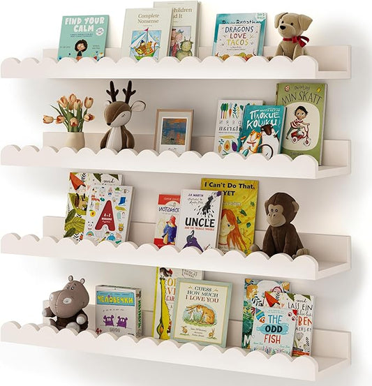 Shario Nursery Book Shelves, Scalloped Shelves, Wall Book Shelves