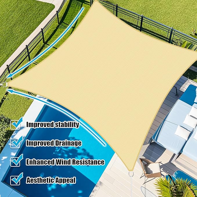 Amagenix Sun Shade Sail 10X28 Curved Edge Outdoor Shade Canopy Beige Breathable 95% UV Block Shade Cloth for Patio Garden Backyard (We Make Custom Size)