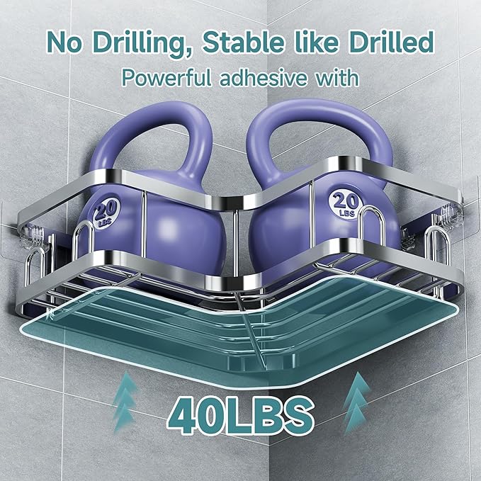 Veken Corner Shower Caddy 5-Pack, Advanced Rustproof Design, No Drilling