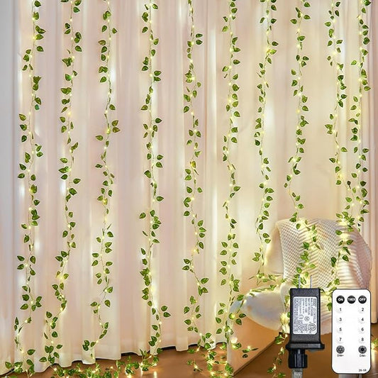 suddus 300 LED Vines with Lights Plug in, 9.8ft x 9.8ft Fairy Lights with Vines