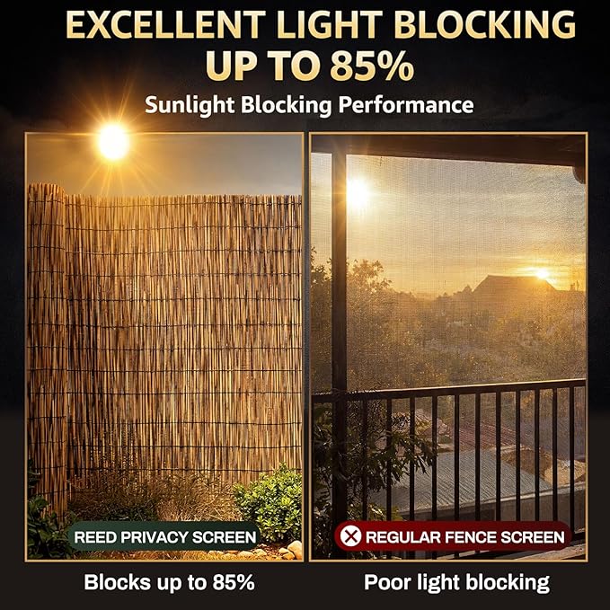 Barydat 3 Pcs 6 x 16.4 ft Reed Fence Roll, 85% Shade Bamboo Privacy Screen