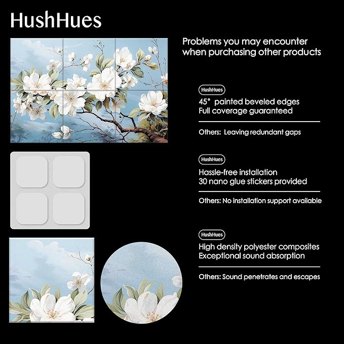 6-Pack Art Acoustic Panels 72x48 Inches Large Decorative Acoustic Panels