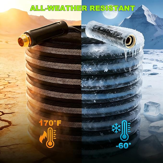 25FT Garden Hose, 2026 New Upgraded Fabric Thickened Non-Expanding Water Hose, Ultra Lightweight & Flexible, Burst-Resistant, Kink-Free Hose 700 PSI for Outside, RV, Yard, 3/4GHT, Black-Gray