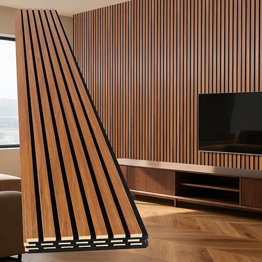 Yuzzy 4 Pack Wood Panels for Wall, 94.5" x 11" Acoustic Wood Slat Wall Panel