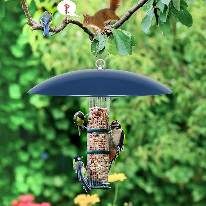 13" Bird Feeder Rain Cover,Bird House Dome,Hummingbird Feeder Guard, Proof for Shepherd's Hook Outdoors,Smart Birds Feeder's Umbrella(Blue), 4Pack