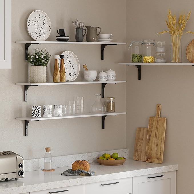 DINZI LVJ Long Wall Shelves, 47.3Inch Wall Mounted Shelves Set of 2, Extra
