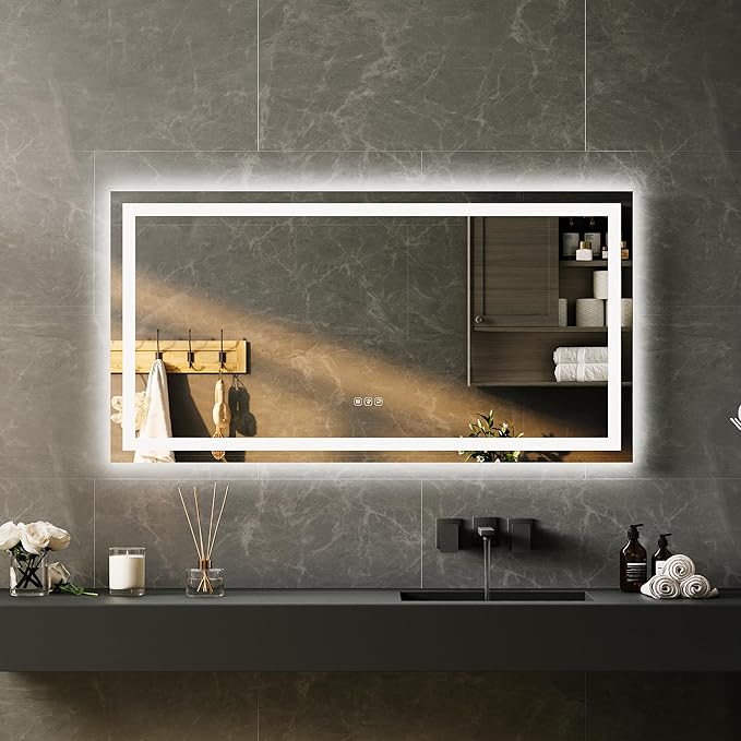 LED Bathroom Mirror 50 x 26 inch, Lighted Bathroom Vanity Mirror