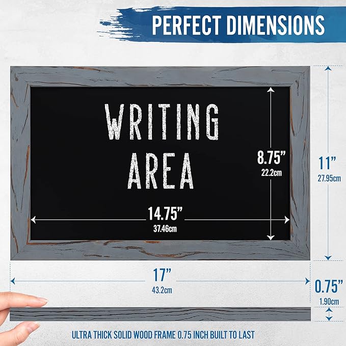 HBCY Creations Rustic Grey Magnetic Wall Chalkboard, Small Size 11" x 17"