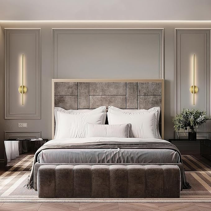 Battery Operated Modern Wall Sconces, Dimmable Wireless Wall Light Set of Two