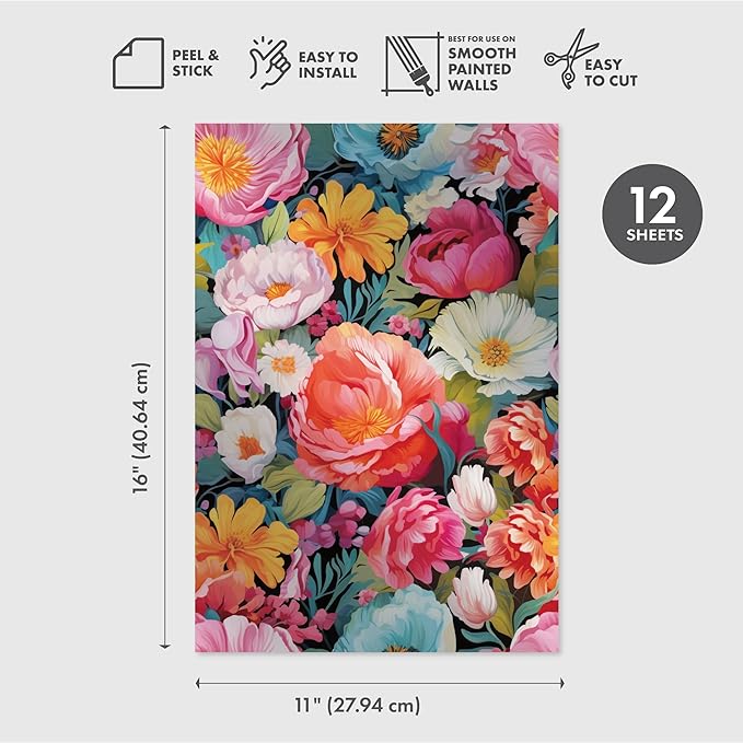 Main Street Peel and Stick Wallpaper Eco-Friendly Sheets 12 Pack, 11 X 16 Inch