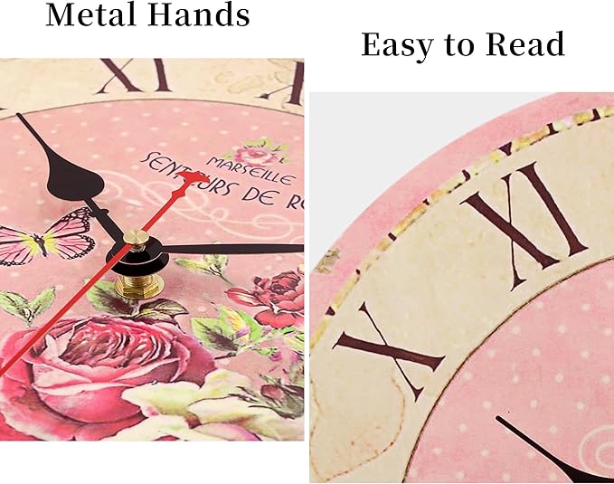 VIKMARI Home 14 Inch Battery Operated Silent Non-Ticking Vintage Wall Clock